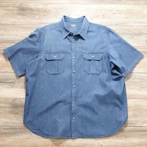 Premier International 2XL Men Denim Short Sleeve Shirt Casual Work Office Cotton
